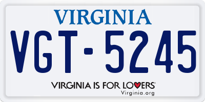 VA license plate VGT5245