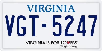 VA license plate VGT5247
