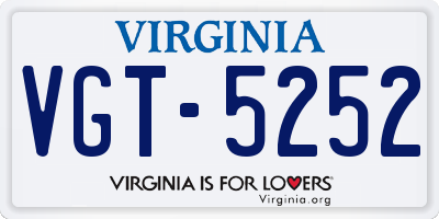 VA license plate VGT5252