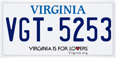 VA license plate VGT5253