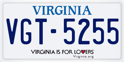 VA license plate VGT5255