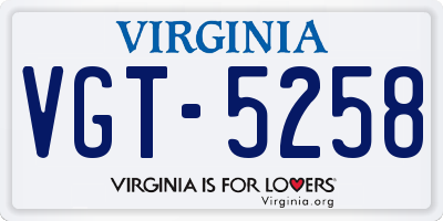 VA license plate VGT5258