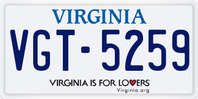 VA license plate VGT5259