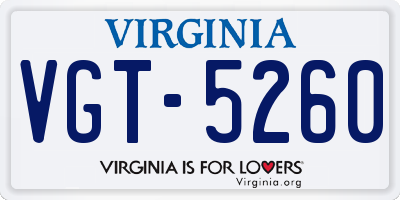 VA license plate VGT5260