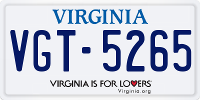 VA license plate VGT5265