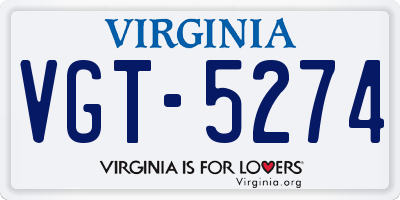 VA license plate VGT5274