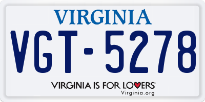 VA license plate VGT5278