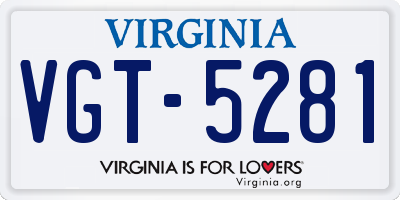 VA license plate VGT5281