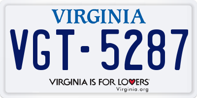 VA license plate VGT5287