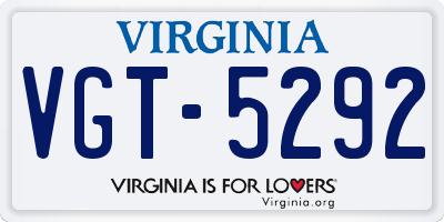 VA license plate VGT5292