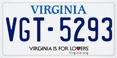 VA license plate VGT5293