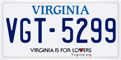 VA license plate VGT5299