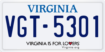 VA license plate VGT5301