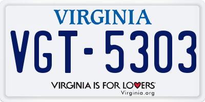 VA license plate VGT5303