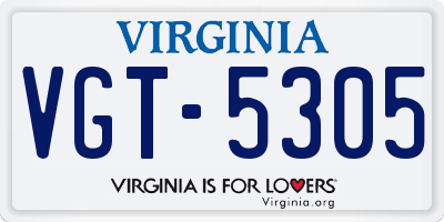 VA license plate VGT5305