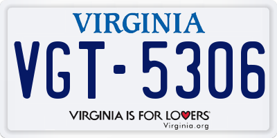 VA license plate VGT5306
