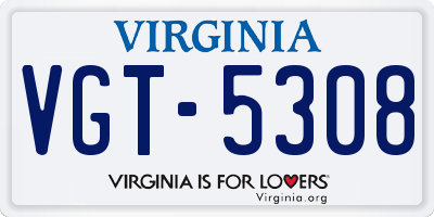 VA license plate VGT5308