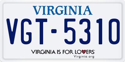 VA license plate VGT5310