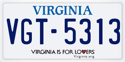 VA license plate VGT5313