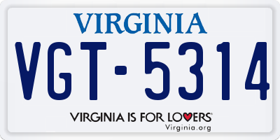 VA license plate VGT5314