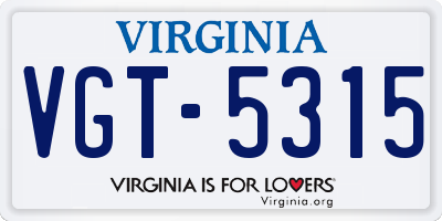 VA license plate VGT5315