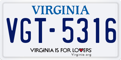 VA license plate VGT5316