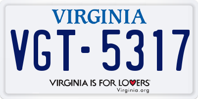 VA license plate VGT5317