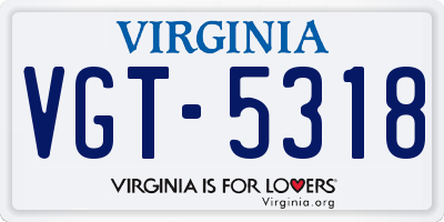 VA license plate VGT5318