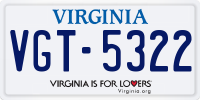 VA license plate VGT5322