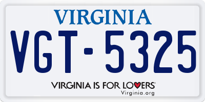 VA license plate VGT5325