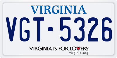 VA license plate VGT5326
