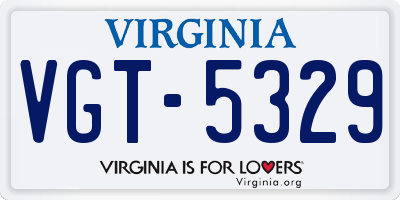 VA license plate VGT5329
