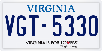 VA license plate VGT5330