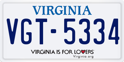 VA license plate VGT5334