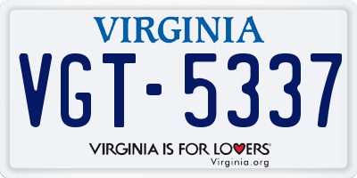 VA license plate VGT5337