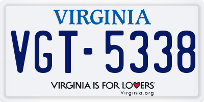 VA license plate VGT5338