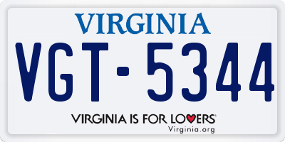 VA license plate VGT5344