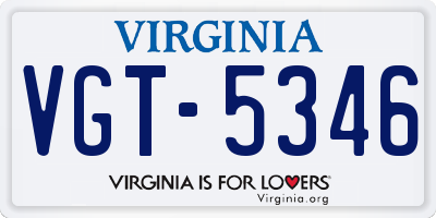 VA license plate VGT5346