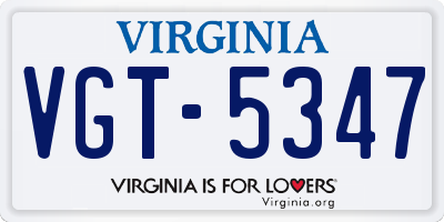 VA license plate VGT5347