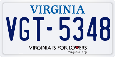 VA license plate VGT5348