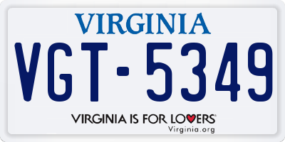 VA license plate VGT5349