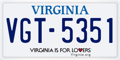 VA license plate VGT5351