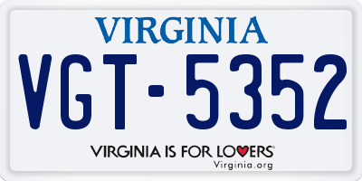 VA license plate VGT5352