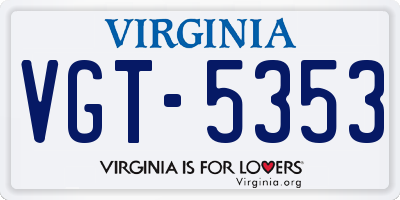 VA license plate VGT5353