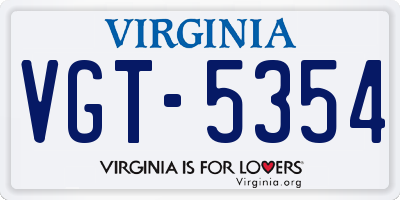 VA license plate VGT5354