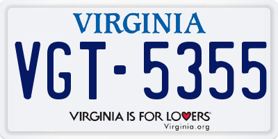 VA license plate VGT5355