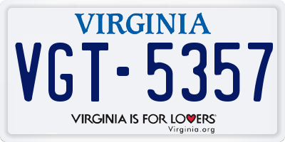 VA license plate VGT5357