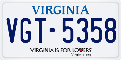 VA license plate VGT5358