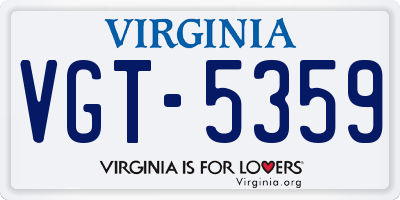 VA license plate VGT5359