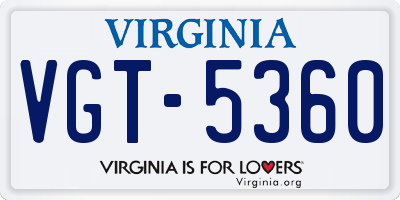 VA license plate VGT5360